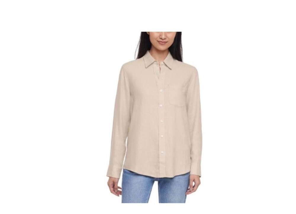 Gap Women's Linen Blend Button-Down Khaki Size M